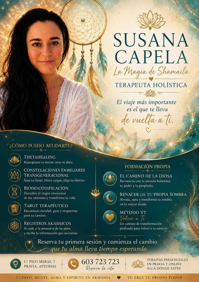 Susana Capela, La Magia de Shamaila, terapeuta holística en Pravia